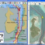 Passe de Maupiti : OpenCPN et SAS Planet se partage l’écran du PC