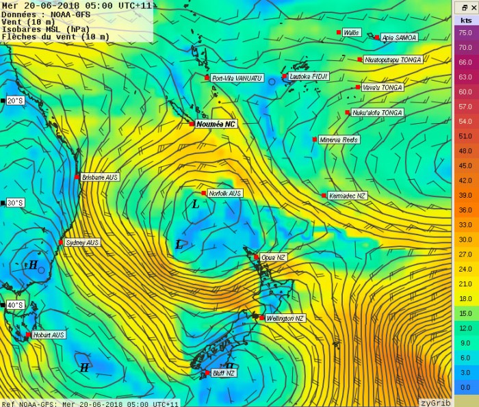 20/06, flux d’Ouest et précipitations sur Nouméa