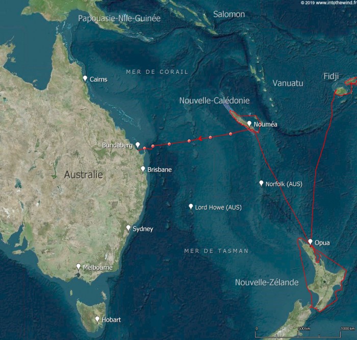 Douzième et dernière étape de cette transpacifique de la Nouvelle-Calédonie à l'Australie