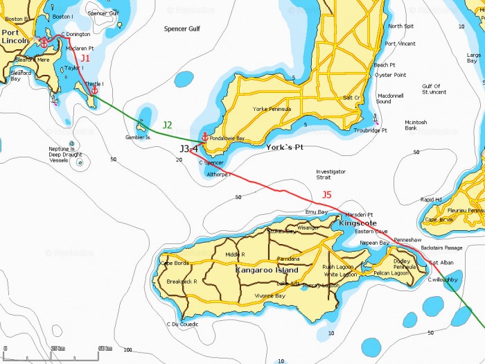 J1-5 Port Lincoln, Thistle Island, Pondalowie Bay, Investigator Strait, Backstairs Passage