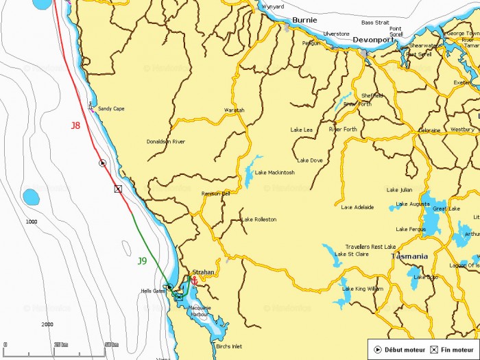 J9 Hells Gates, Macquarie Harbour, Strahan (île de Tasmanie)